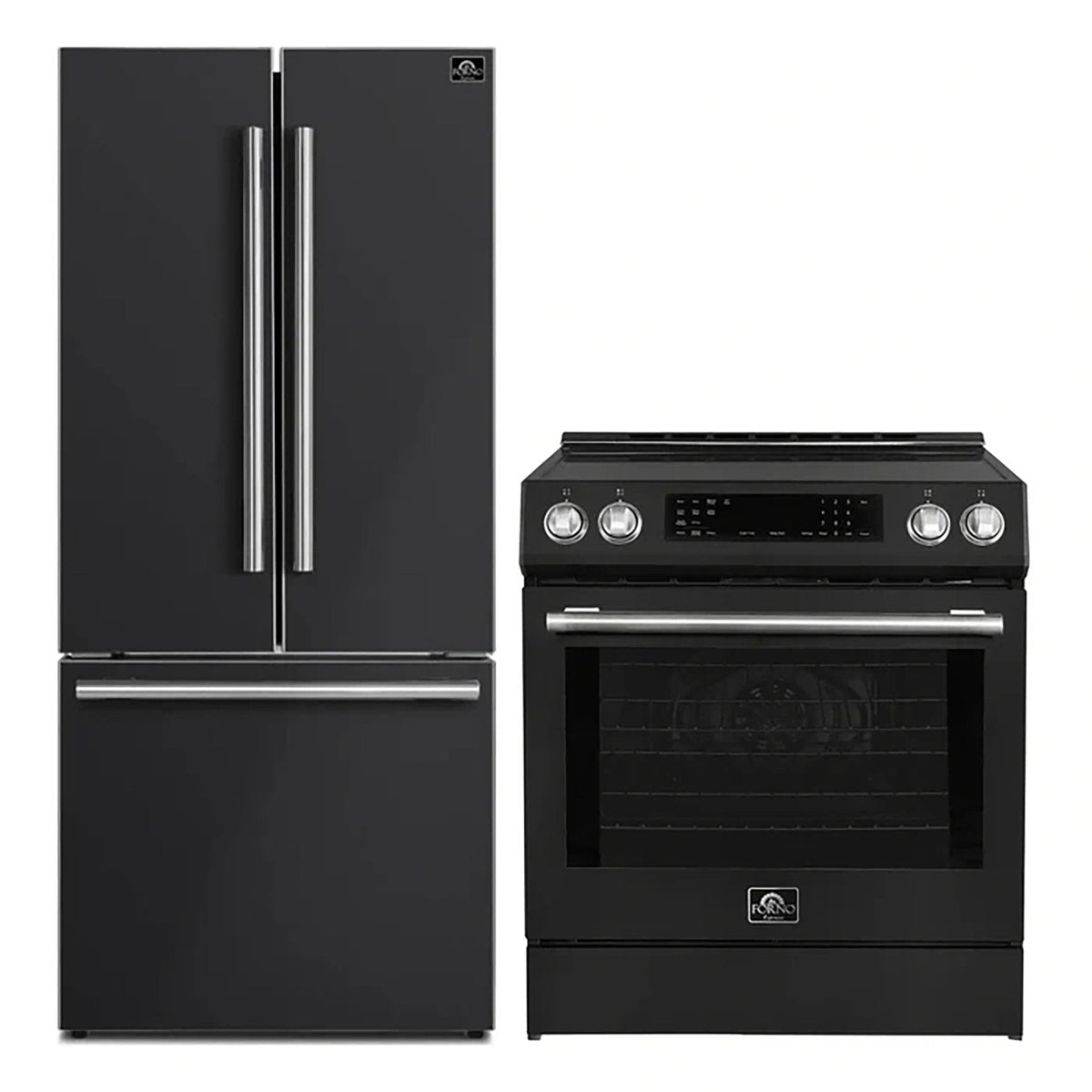 FORNO 2-Piece Black Kitchen Bundle - 30" Induction Range and 31" Bottom Freezer Refrigerator - BonPrix Électroménagers