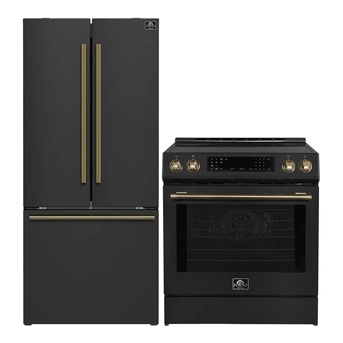 FORNO 2-Piece Black Kitchen Bundle - 30" Induction Range and 31" Bottom Freezer Refrigerator - BonPrix Électroménagers