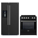FORNO 2-Piece Black Kitchen Bundle - 30" Induction Range and 36" Bottom Freezer Refrigerator - BonPrix Électroménagers