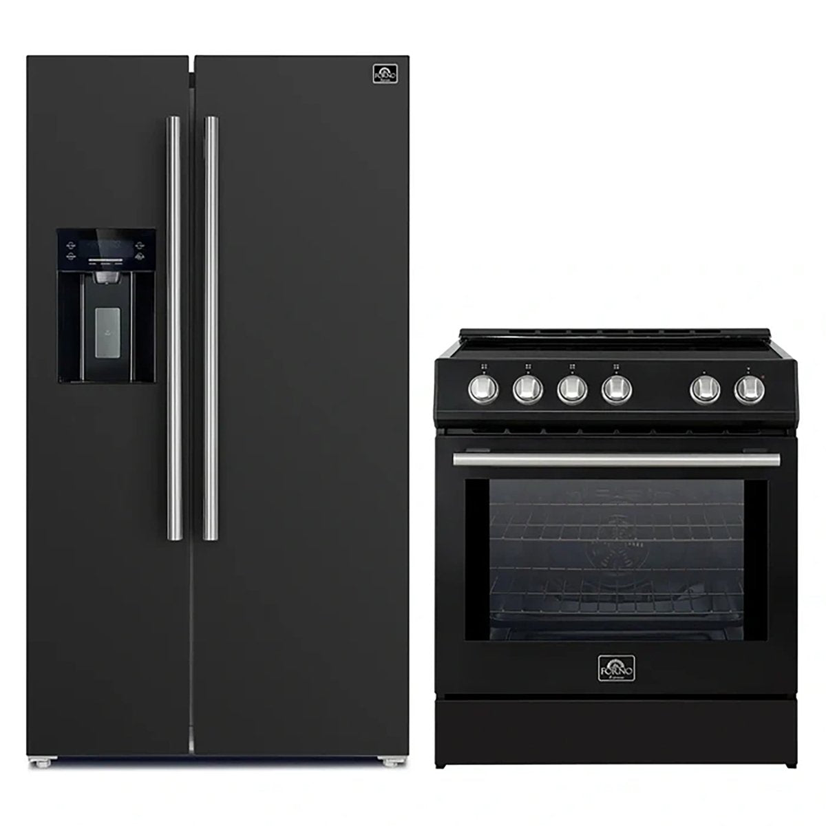 FORNO 2-Piece Black Kitchen Bundle - 30" Induction Range and 36" Bottom Freezer Refrigerator - BonPrix Électroménagers