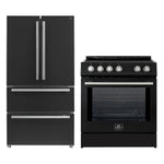 FORNO 2-Piece Black Kitchen Bundle - 30" Induction Range and 36" Bottom Freezer Refrigerator - BonPrix Électroménagers
