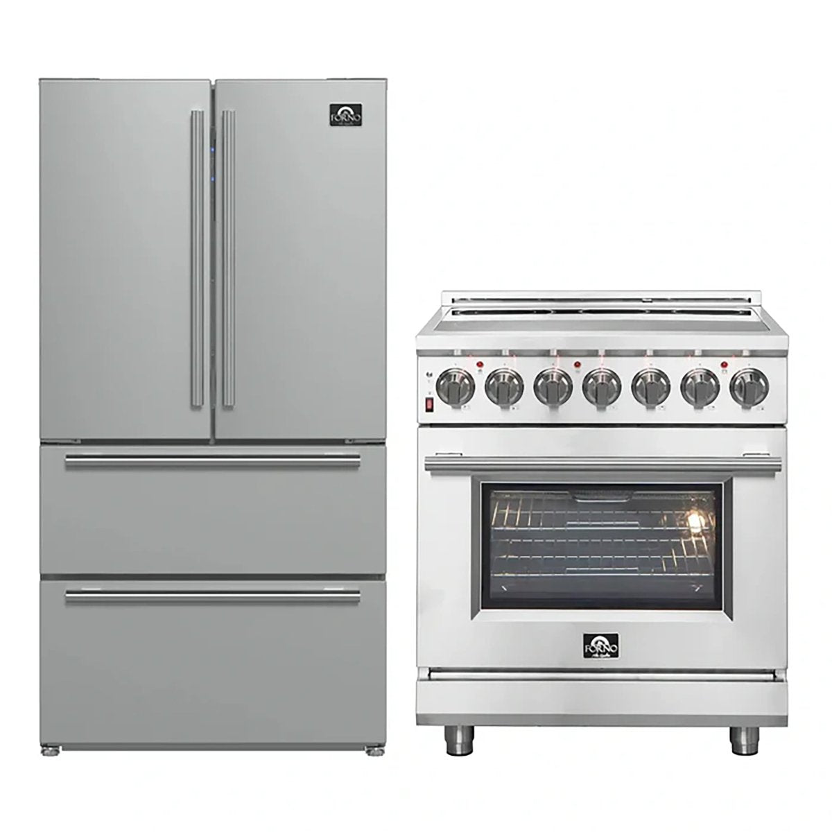 FORNO 2-Piece SS Kitchen Bundle - 30" Electric Range and 36" Bottom Freezer Refrigerator - BonPrix Électroménagers