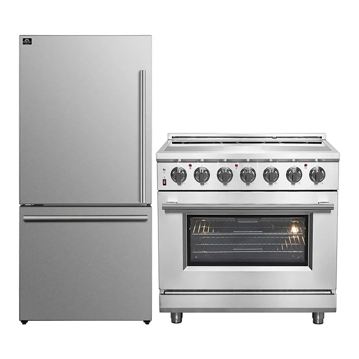 FORNO 2-Piece SS Kitchen Bundle - 36" Electric Range and 31" Bottom Freezer Refrigerator - BonPrix Électroménagers