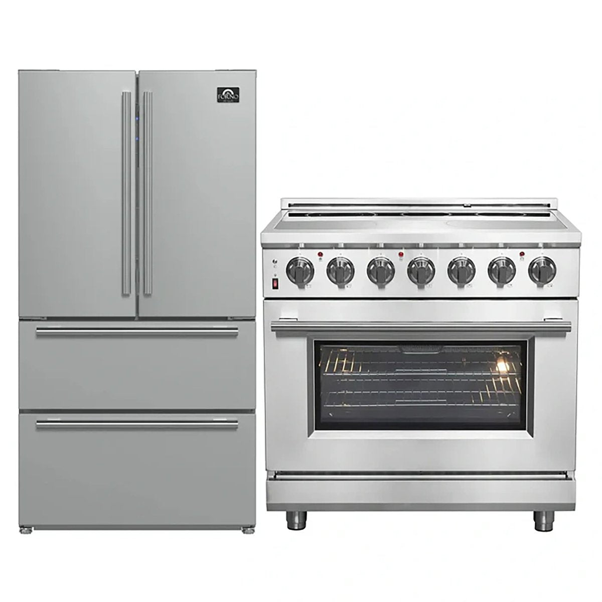 FORNO 2-Piece SS Kitchen Bundle - 36" Electric Range and 36" Bottom Freezer Refrigerator - BonPrix Électroménagers