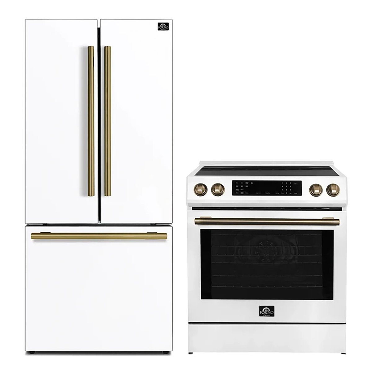 FORNO 2-Piece White Kitchen Bundle - 30" Induction Range and 31" Bottom Freezer Refrigerator - BonPrix Électroménagers