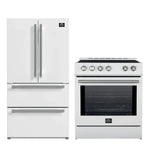 FORNO 2-Piece White Kitchen Bundle - 30" Induction Range and 36" Bottom Freezer Refrigerator - BonPrix Électroménagers