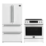 FORNO 2-Piece White Kitchen Bundle - 30" Induction Range and 36" Bottom Freezer Refrigerator - BonPrix Électroménagers