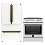 FORNO 2-Piece White Kitchen Bundle - 30" Induction Range and 36" Bottom Freezer Refrigerator - BonPrix Électroménagers