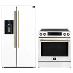 FORNO 2-Piece White Kitchen Bundle - 30" Induction Range and 36" Bottom Freezer Refrigerator - BonPrix Électroménagers
