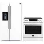 FORNO 2-Piece White Kitchen Bundle - 30" Induction Range and 36" Bottom Freezer Refrigerator - BonPrix Électroménagers