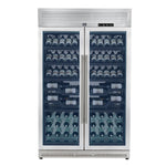 FORNO Abruzzo 48-Inch Dual Zones Wine Cellar, 102 Bottles, 24 cu. ft., Green Acrylic Holders & Black Shelves - BonPrix Électroménagers