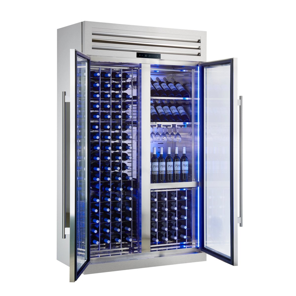 FORNO Abruzzo 48" Wine Cooler, Dual Zone, 30 cu.ft., 130 bottles, Display & Service Shelves, Stemware Racks, Rust resistant - BonPrix Électroménagers