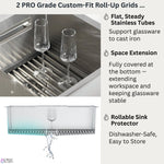 FORNO ACQUA 33 in. Drop-In/Undermount 40/60 Double Bowl Sink with Retractable Faucet & Waterfall - BonPrix Électroménagers