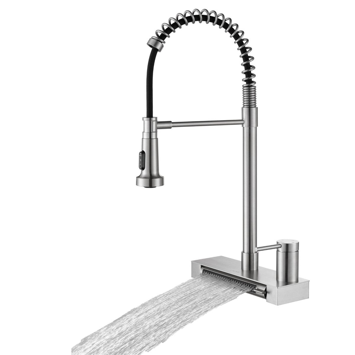 FORNO ACQUA 4 Function Pull-Down Waterfall Kitchen Faucet Brushed Nickel - BonPrix Électroménagers