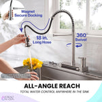 FORNO ACQUA 4 Function Pull-Down Waterfall Kitchen Faucet Brushed Nickel - BonPrix Électroménagers