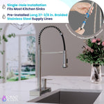 FORNO ACQUA 4 Function Pull-Down Waterfall Kitchen Faucet Brushed Nickel - BonPrix Électroménagers