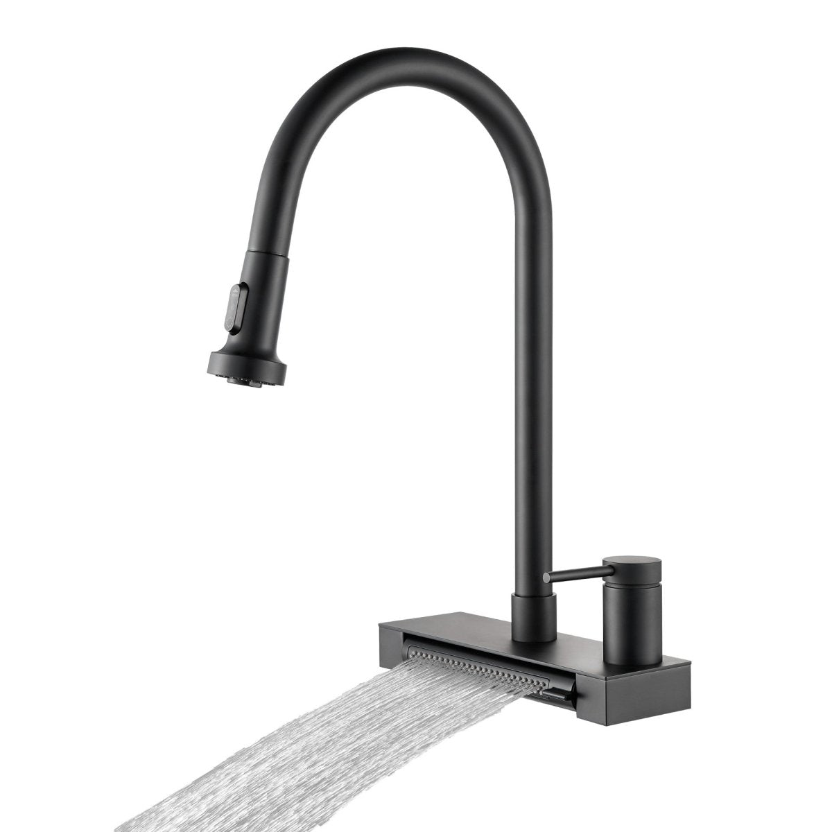 FORNO ACQUA 4 Function Waterfall  Pull-Down Kitchen Faucet Black - BonPrix Électroménagers