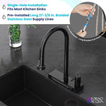 FORNO ACQUA 4 Function Waterfall  Pull-Down Kitchen Faucet Black - BonPrix Électroménagers