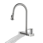 FORNO ACQUA 4 Function Waterfall Pull-Down Kitchen Faucet Brushed Nickel - BonPrix Électroménagers