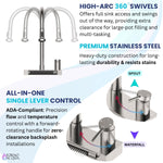 FORNO ACQUA 4 Function Waterfall Pull-Down Kitchen Faucet Brushed Nickel - BonPrix Électroménagers