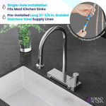 FORNO ACQUA 4 Function Waterfall Pull-Down Kitchen Faucet Brushed Nickel - BonPrix Électroménagers