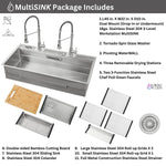 FORNO ACQUA 45 in. Drop-In/Undermount 3-Level Workstation Sink with Two Faucets & Glass Rinser - BonPrix Électroménagers