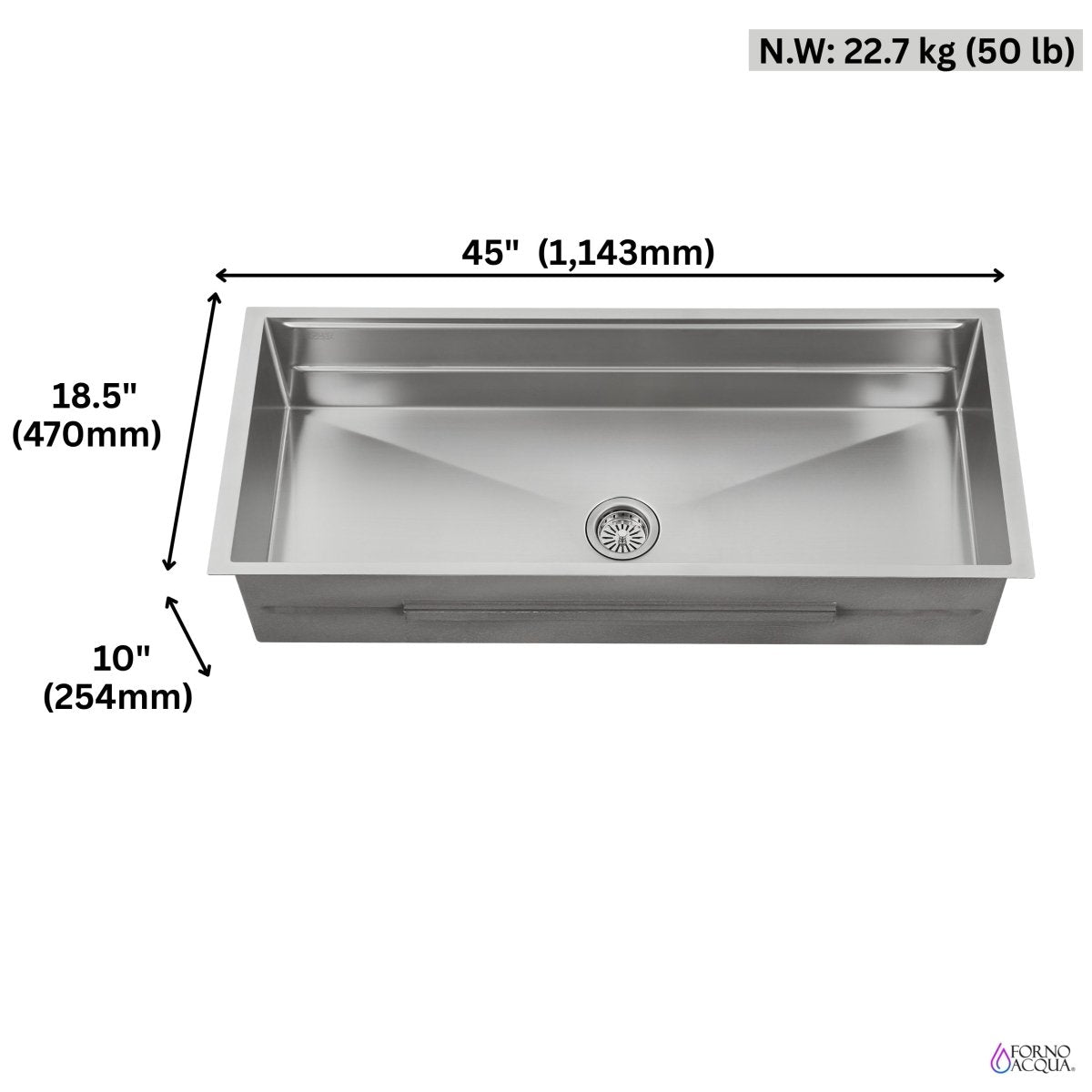 FORNO ACQUA 45 in. Undermount 3-Level Workstation MultiSINK with Custom-Fit Accessories - BonPrix Électroménagers