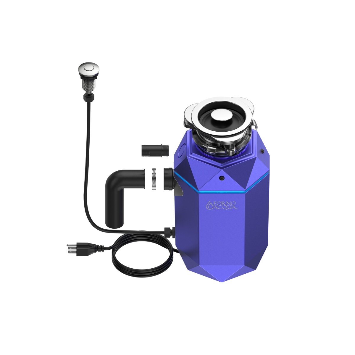 FORNO ACQUA BrightDIAMOND Amethyst 3/4HP Super Quiet Garbage Disposal Corded with Motion Sensor Cabinet Light & Pre-Wired Air Switch - BonPrix Électroménagers