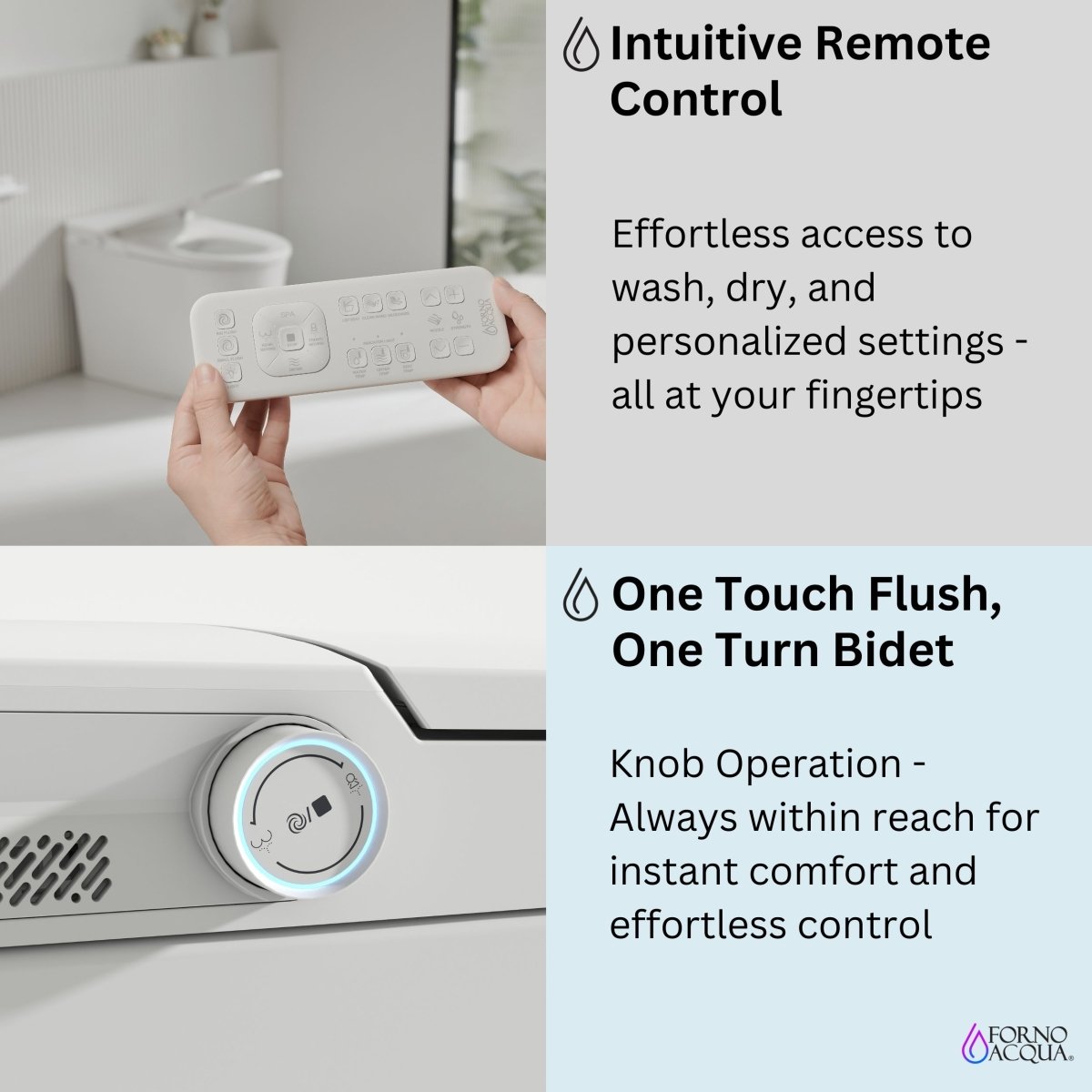 FORNO ACQUA Luxurious Super Smart Toilet. Includes Bidet, Heated Seat, Auto Flush, Auto Lid, Powerful Flush, Ideal for master bathrooms. - BonPrix Électroménagers