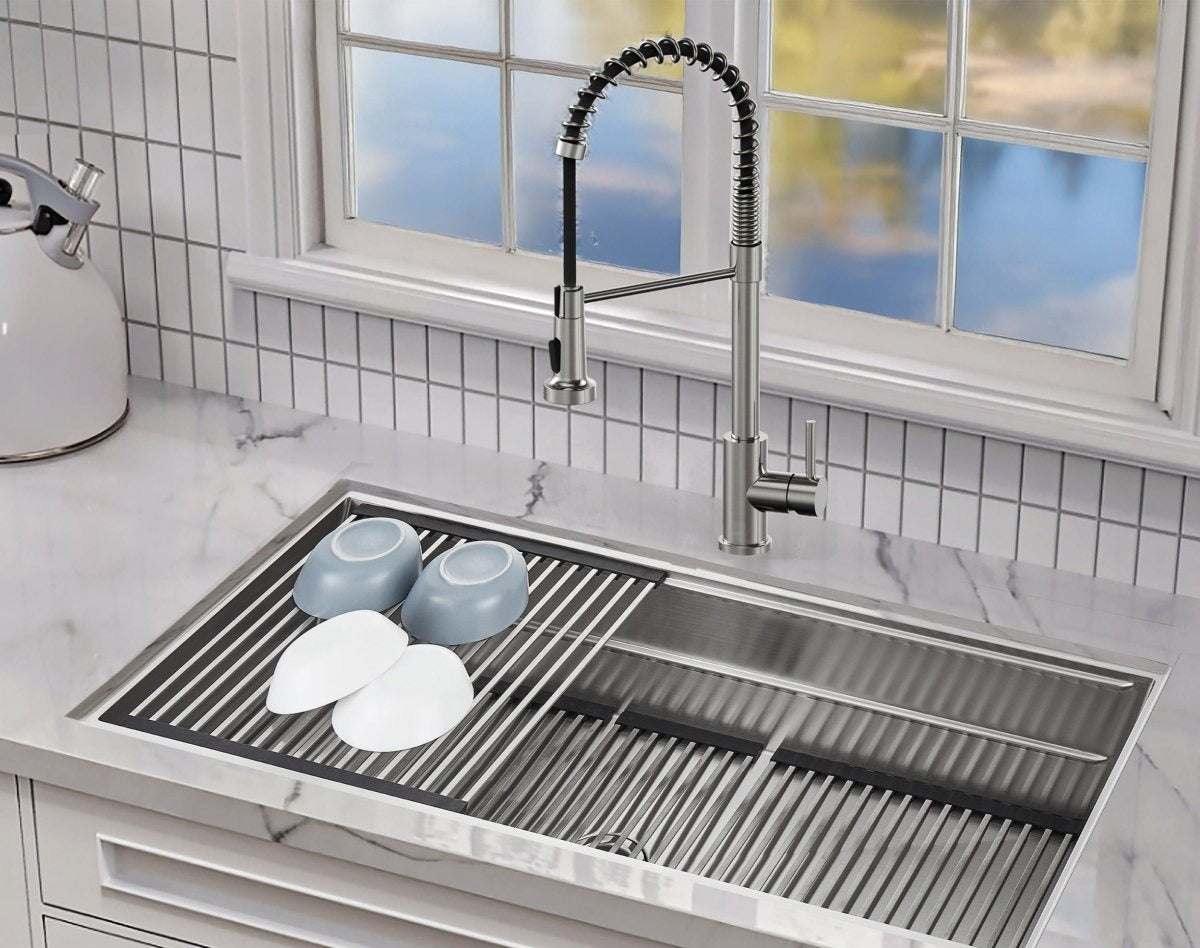 FORNO ACQUA 45 in. Undermount 3-Level Workstation MultiSINK with Custom-Fit Accessories - BonPrix Electromenagers