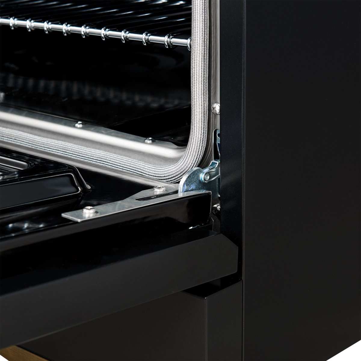 Forno Antico 36-inch Dual Fuel Range, Black and Antique Brass, 6 Burners, 4.5 cu.ft. Convection Oven - BonPrix Électroménagers