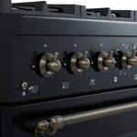 Forno Antico 36-inch Dual Fuel Range, Black and Antique Brass, 6 Burners, 4.5 cu.ft. Convection Oven - BonPrix Électroménagers