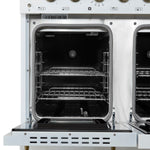 Forno Antico 48-Inch Dual Fuel Range, White with Antique Brass Finish, 8 Burners, 94,000 BTU, 5.5 cu.ft. Double Ovens & Griddle - BonPrix Électroménagers