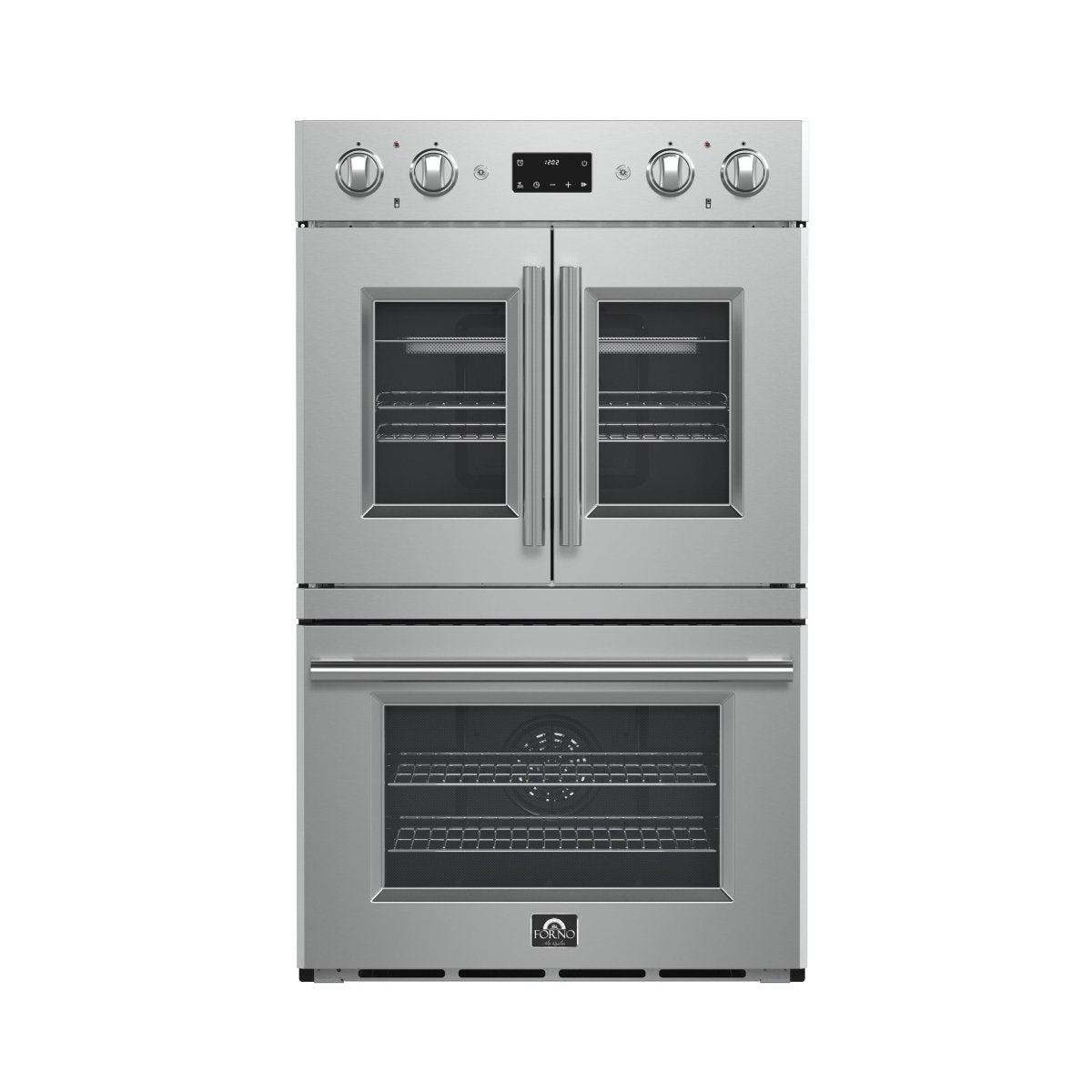 Forno Asti 30-Inch Double Electric Wall Oven with Upper French Doors in Stainless Steel, 7.36 cu. ft. Dual True Convection, 7,200W, Air Fry, Sous Vide, Self-Clean - BonPrix Électroménagers
