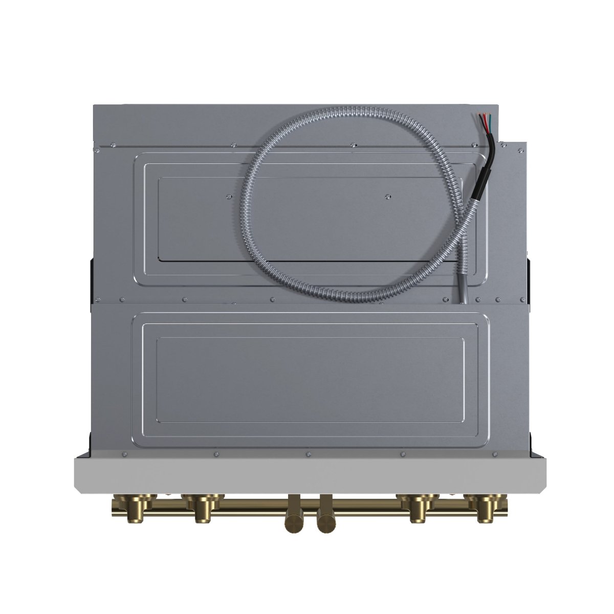Forno Asti 30-Inch Double Electric Wall Oven with Upper French Doors in White & Antique Brass, 7.36 cu. ft. Dual True Convection, 7,200W, Air Fry, Sous Vide, Self-Clean - BonPrix Électroménagers