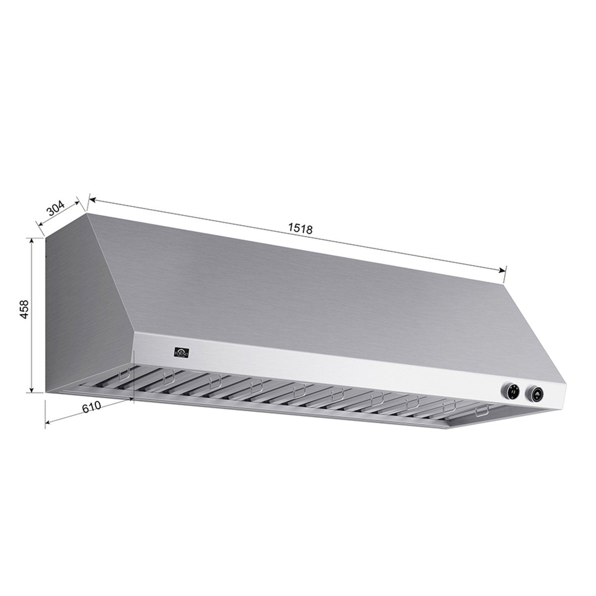 Forno Biagio 60-Inch Wall Mounted Range Hood, Stainless Steel, Heavy Duty - BonPrix Électroménagers