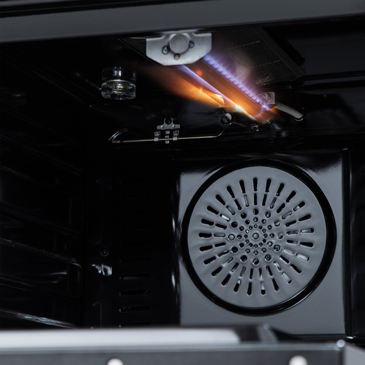 Forno Breno 24 Inch Freestanding Gas Range in Black with Antique Brass, Compact Design - BonPrix Électroménagers