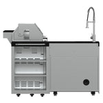 FORNO Bulnes 40-Inch BBQ, 95,000 BTU, 5 Burners, Sear & Rotisserie Infrared with Side Burner, Stainless Steel Outdoor Kitchen with 1.8 cu.ft. Beverage Center & Black Granite Countertops - BonPrix Électroménagers