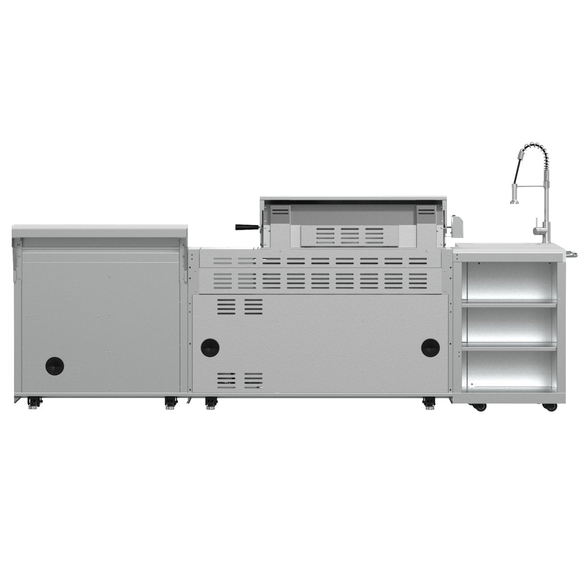 FORNO Bulnes 40-Inch BBQ, 95,000 BTU, 5 Burners, Sear & Rotisserie Infrared with Side Burner, Stainless Steel Outdoor Kitchen with 1.8 cu.ft. Beverage Center & White Sintered Stone Countertops - BonPrix Électroménagers