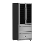 Forno Campania 32-Inch Wine Cooler, Stainless Steel, Dual Wine Zones, Two Beverage Drawers, 17.7 cu.ft - BonPrix Électroménagers