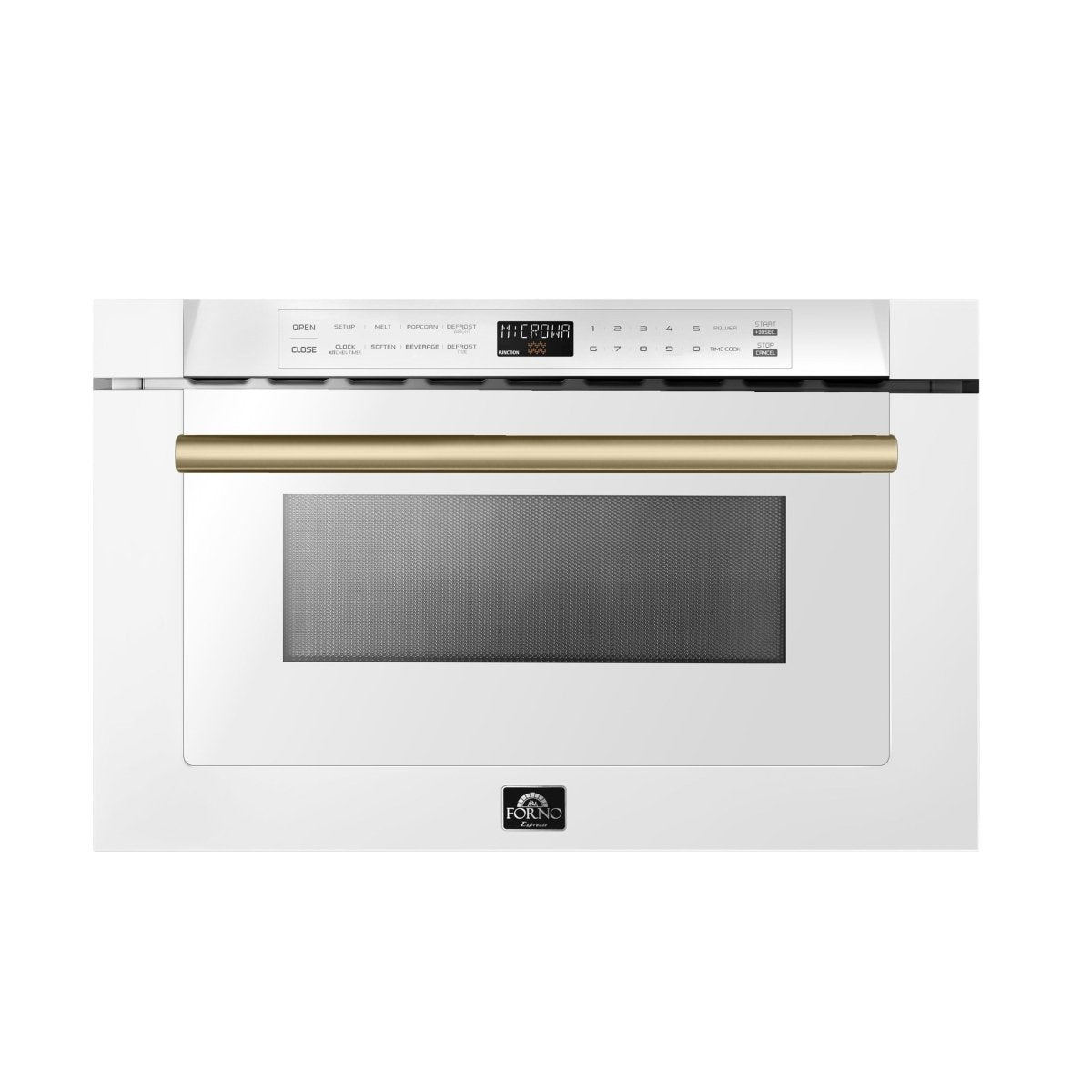 Forno Capoliveri Espresso 24-Inch Microwave Drawer, White, 1.2 cu.ft, 1500 Watts, Built-In, Touch Control LCD Display, Auto-Touch Open/Close, 11 Power Levels, Sensor Cooking - BonPrix Électroménagers