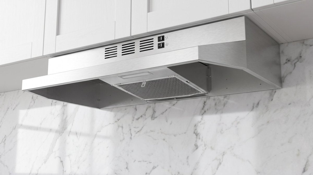 Forno Cappa 30-Inch Under Cabinet Range Hood, Stainless Steel, 200 CFM, Convertible, LED Lighting - BonPrix Électroménagers