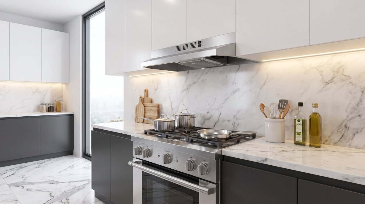 Forno Cappa 30-Inch Under Cabinet Range Hood, Stainless Steel, 200 CFM, Convertible, LED Lighting - BonPrix Électroménagers