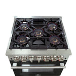 Forno Capriasca 30-Inch Freestanding Dual Fuel Range, 4 Burners, True Convection Oven, Black Door - BonPrix Électroménagers