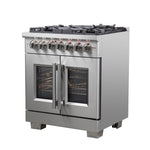 Forno Capriasca 30-Inch Freestanding French Door Dual Fuel Range, 4 Burners, True Convection Oven - BonPrix Électroménagers