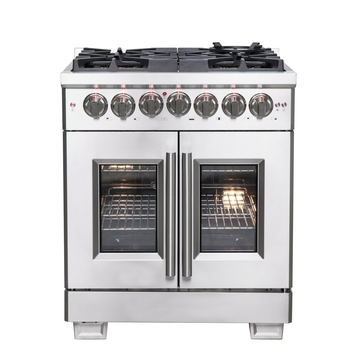 Forno Capriasca 30-Inch Freestanding French Door Dual Fuel Range, 4 Burners, True Convection Oven - BonPrix Électroménagers