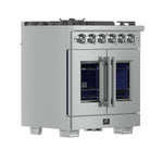 Forno Capriasca 30-Inch Freestanding French Door Gas Range, 4 Burners, Convection Oven, Energy Efficient - BonPrix Électroménagers