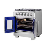 Forno Capriasca 30-Inch Freestanding French Door Gas Range, 4 Burners, Convection Oven, Energy Efficient - BonPrix Électroménagers