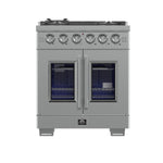 Forno Capriasca 30-Inch Freestanding French Door Gas Range, 4 Burners, Convection Oven, Energy Efficient - BonPrix Électroménagers