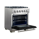 Forno Capriasca 30-Inch Freestanding Gas Range, 4 Burners, True Convection Oven, Black Door - BonPrix Électroménagers